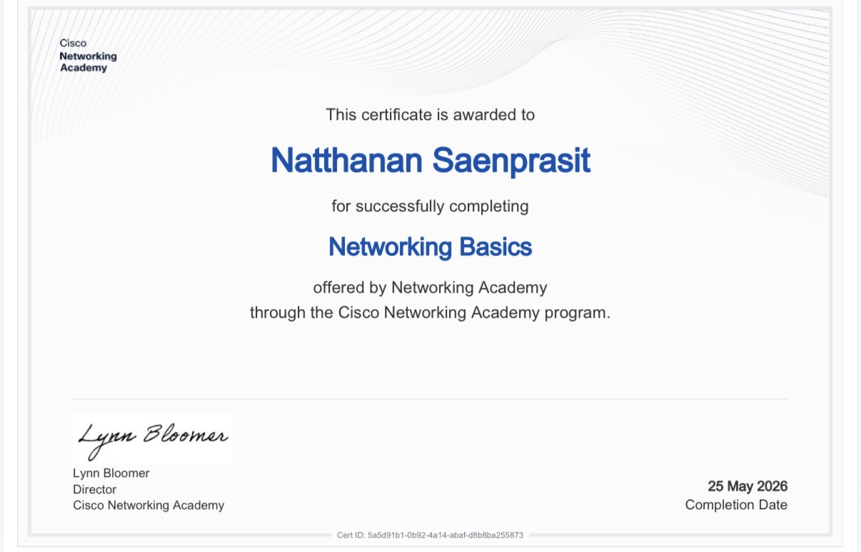 Cisco Networking Basics certificate